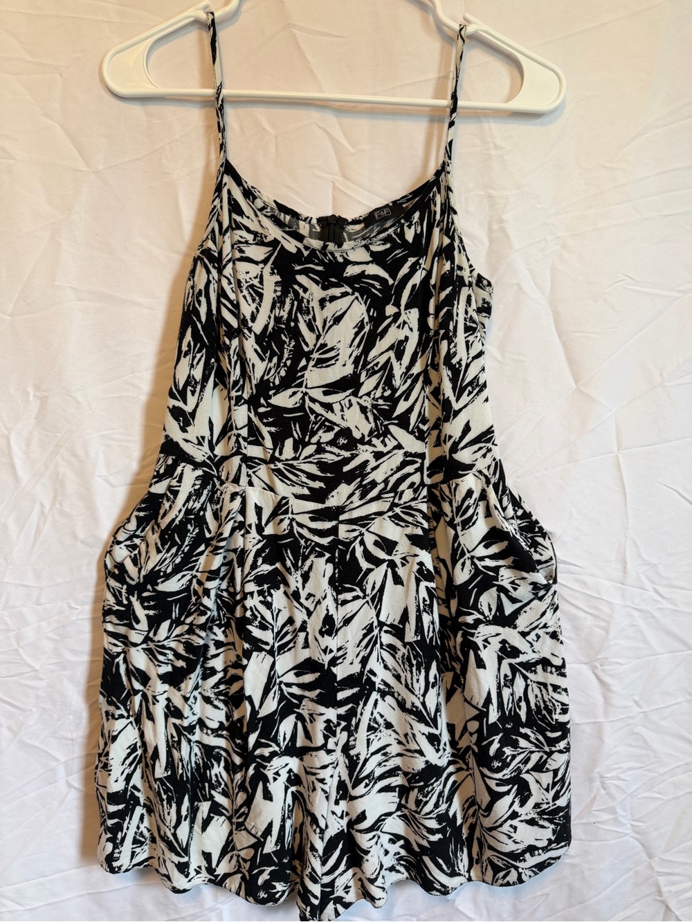 F&F Black & White Printed Spaghetti-Strap Jumpsuit